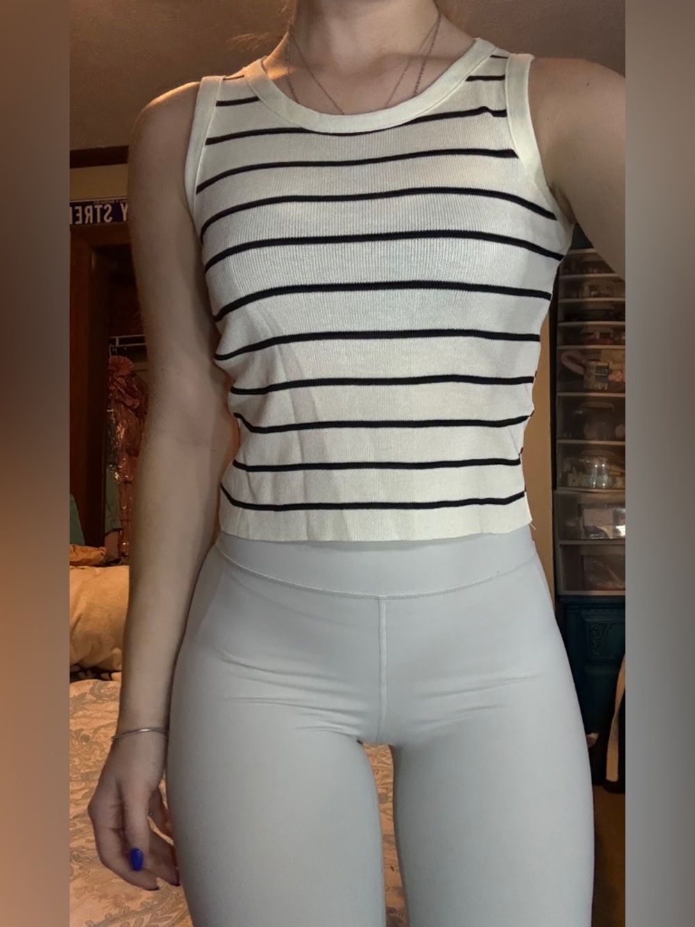 NWOT Source Unknown Black and White Striped Tank Top